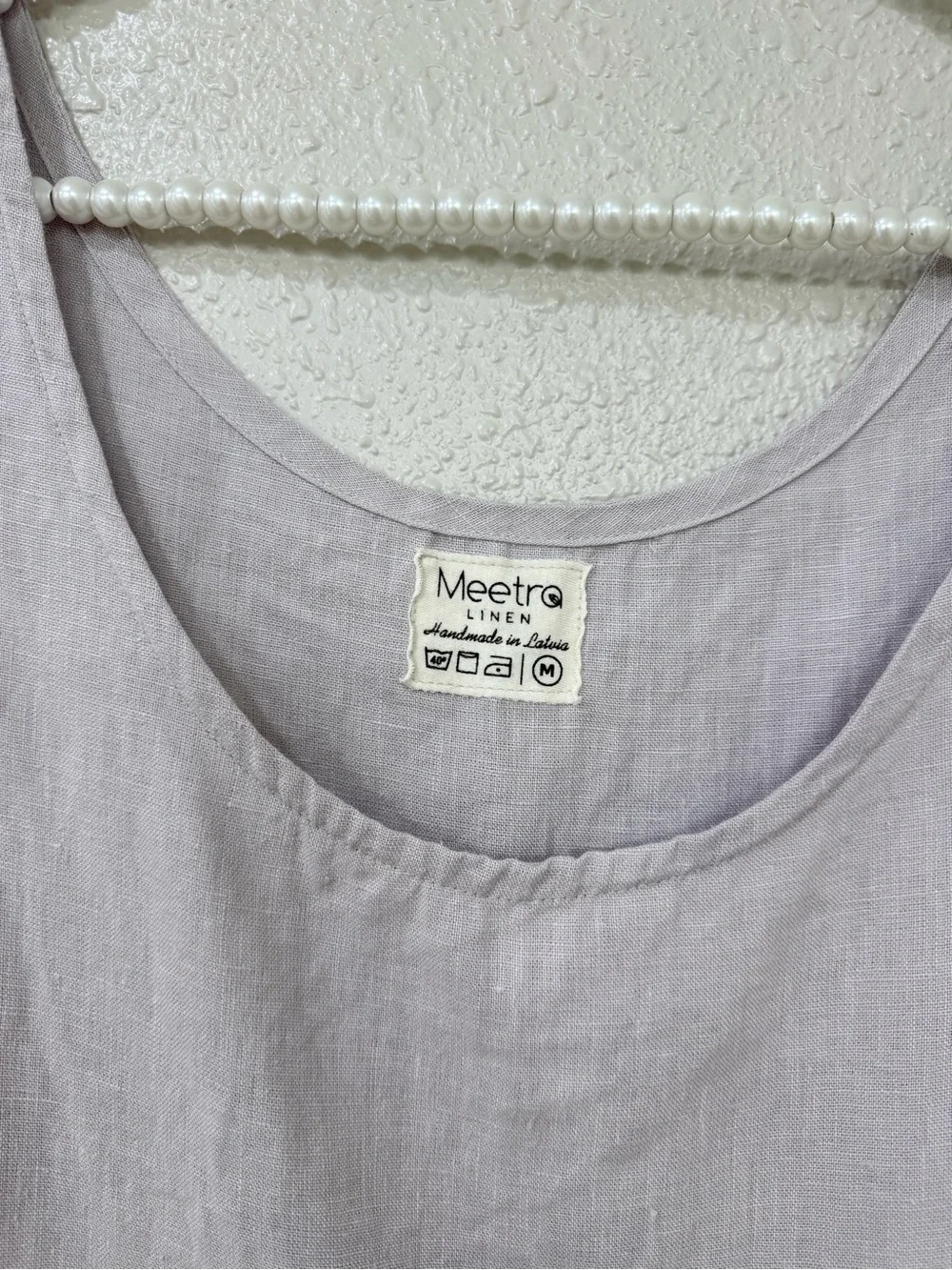 Meetra Linen Mini Dress M Handmade Latvia Peplum Ruffle Pockets Minimalist Cotta